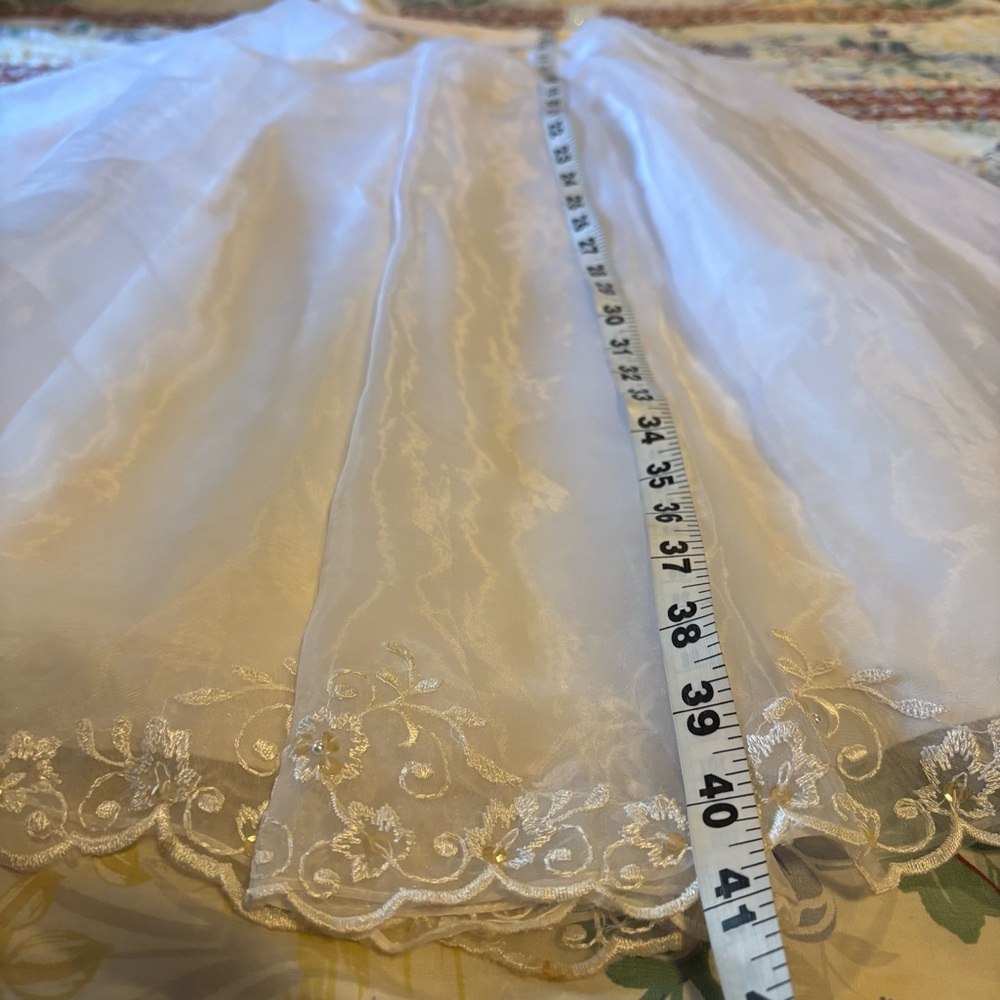 Davids Bridal Flower Girl Size 7 Lace shoulder straps White Dress Gown Fairy - Picture 8 of 11